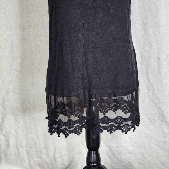 Eikosi Black Rayon Span Spaghetti Strap Tiered Poly Mesh Lace Cami Top Size 2XL - Picture 4 of 16